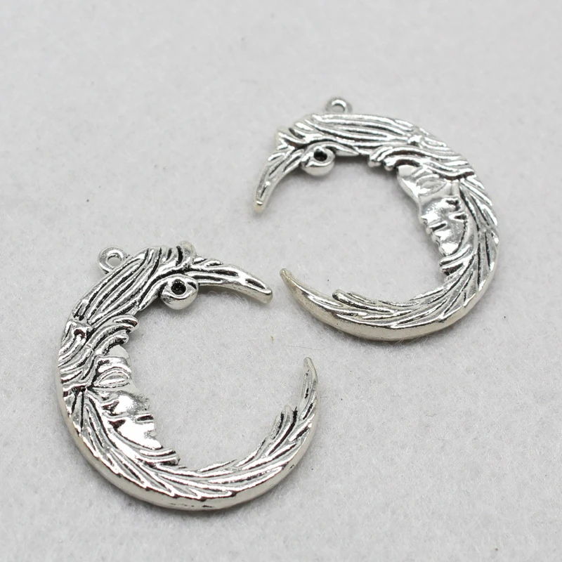 10 Pcs Charm Antique Moom 40x32mm Tibetan Silver Jewelry Making DIY Earrings Necklace Pendant Bracelet Accessories | Украшения и