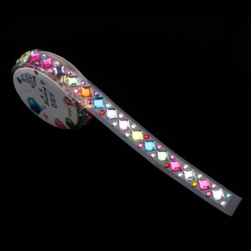 2 Roll Multi Shapes and Colors Rhinestones Stickers Tape Mobile Phone PC Car Art DIY Bling Self Adhesive Scrapbooking Stickers 