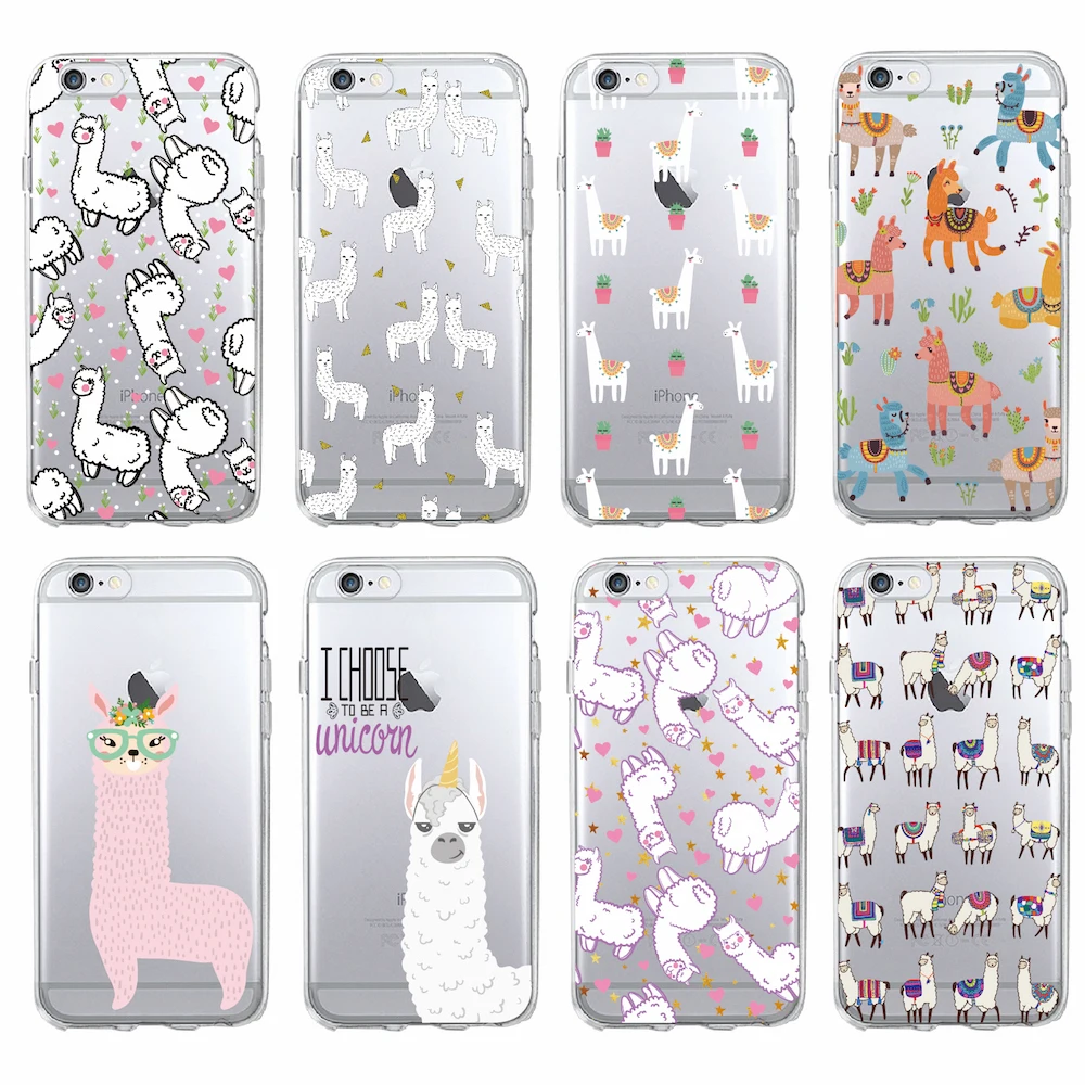

For iPhone 11 Pro Max 7 7Plus 6S 6Plus 8 8Plus X XS Max Kawaii Cute Llama Alpaca Animals Cartoon Soft Printed Phone Case Cover