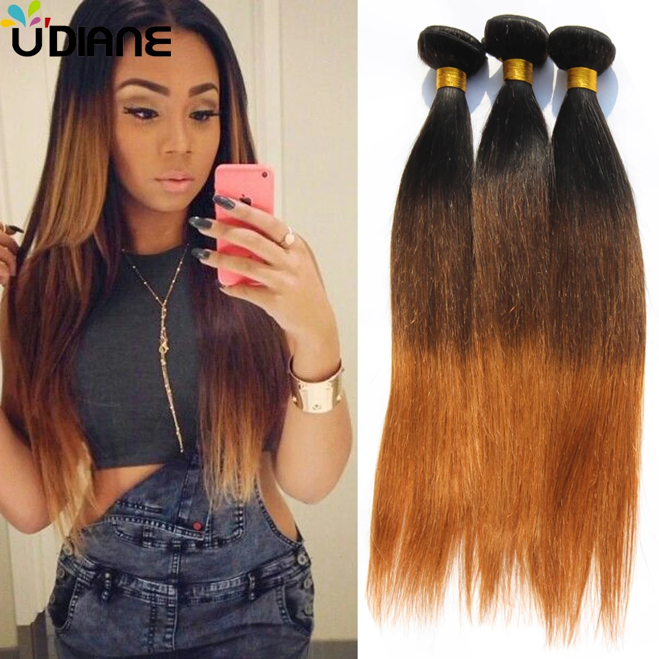 

3 Tone Straight Ombre Hair Bundles 3PCS Virgin Brazilian Ombre Hair Extensions 12-26 1B/4/30 7A Ombre Human Hair Weave USC01