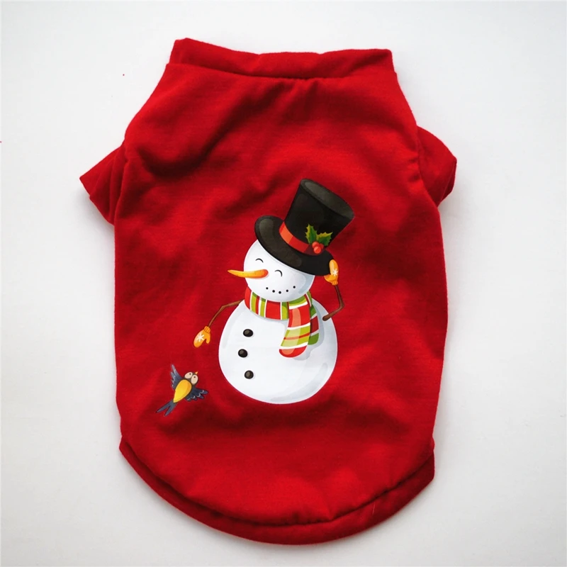 Pet Dog Clothes Christmas Big Red T Shirts Snowman Printed Pet Dog Clothes Christmas Big Red T Shirts Snowman Printed