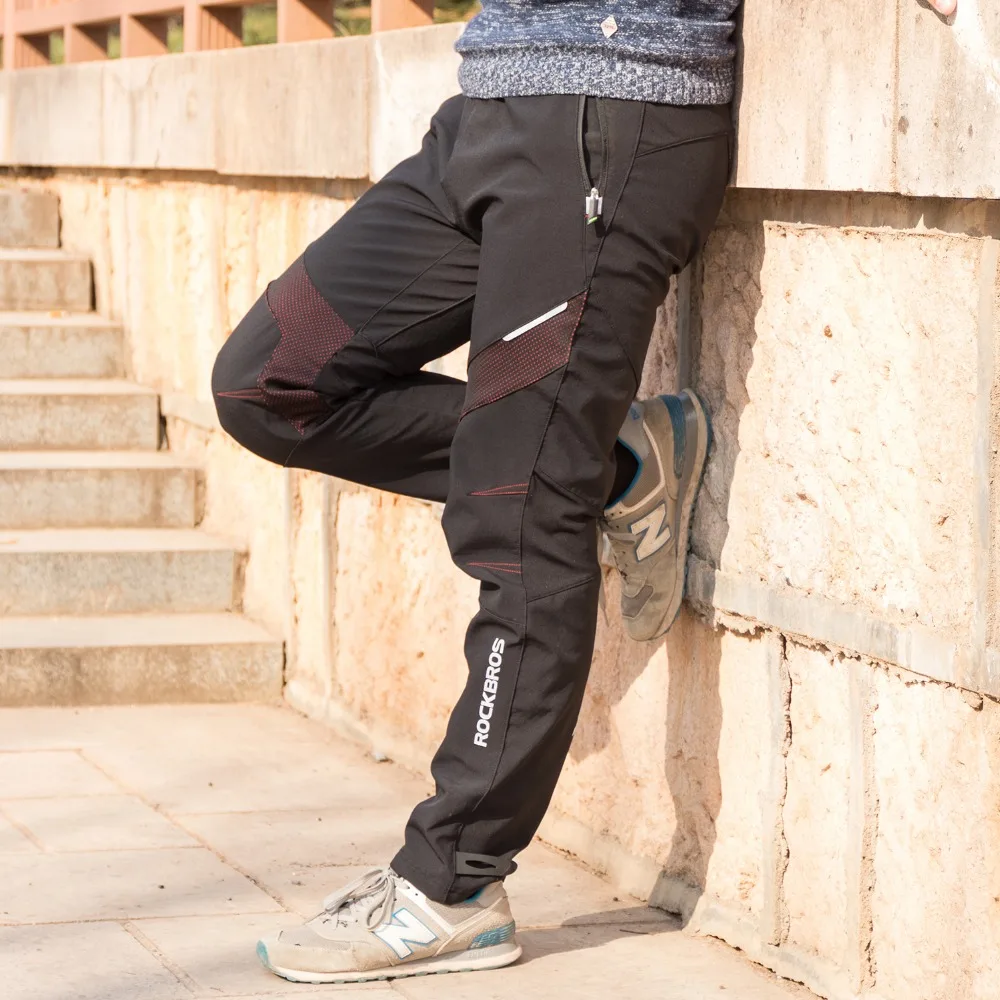 RockBros MTB Men's Winter Casual Pants Cycling Sportswear Reflective Trousers 