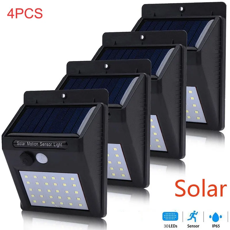 

4 Pcs/lot 30 LED Solar Light Bulb Garden Light Outdoor Wall Sense Waterproof IP65 Solar Lamp Wall Lights Lampe Solaire Exterieur