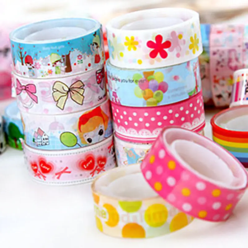 

10pcs Mixed Colors Japanese Washi Tape Hobby Decorative Crafting Tape Scrap Cute