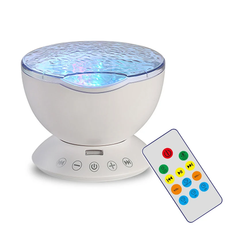

Mini Music Player night lamp Projection Lamp Colorful Sleep Automatic rotation Projector Creative USB Ocean Wave Projector