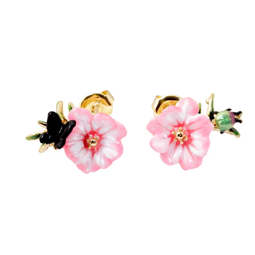 

Monet Garden Series Asymmetry Pink Flower Earrings Fashion Jewelry Sieraden Joyas Charm Jewellery Boucle D Oreille Earings