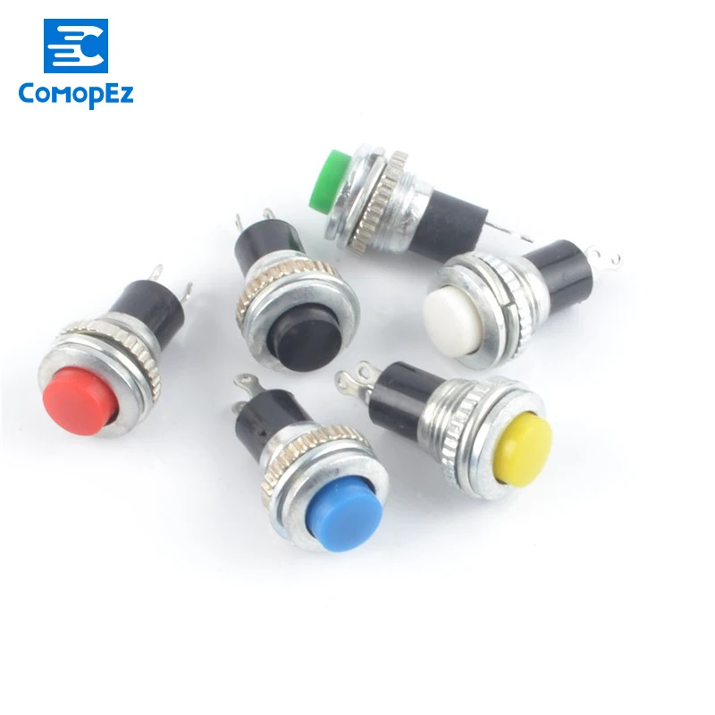 

10pcs/lot 10MM Small Push Button Switch DS-316 Round Button Doorbell Switch Without Lock Self-Reset Mixed color