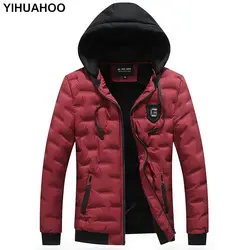 YIHUAHOO зимняя куртка Для мужчин брендовая одежда толстая парка флисовая куртка с капюшоном пуховое пальто с хлопковой подкладкой ветровка