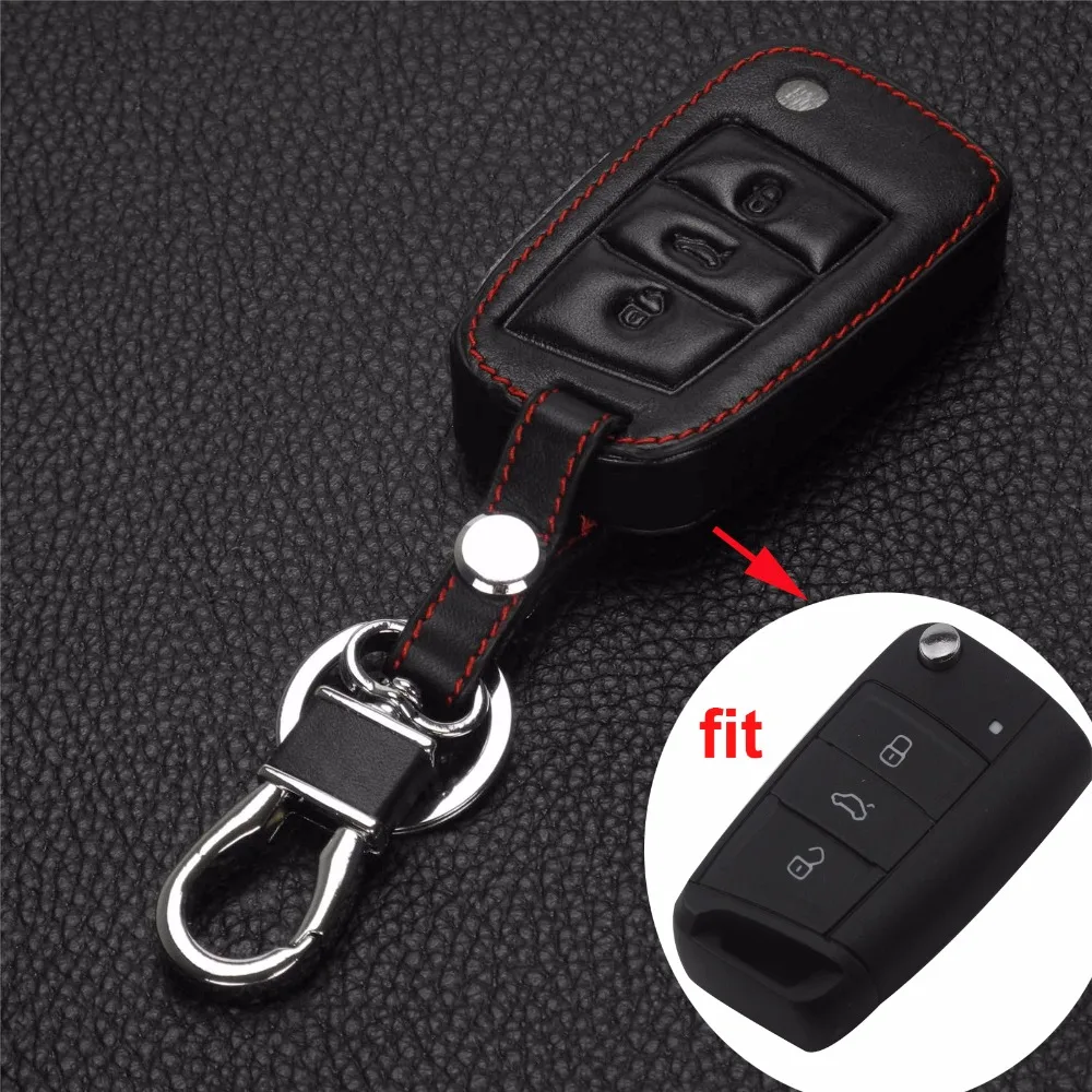 Jingyuqin кожаный чехол для ключей для Volkswagen VW Golf 7 GTI R MK7 Tiguan для Skoda Octavia A7 для Seat Leon Ibiza Key