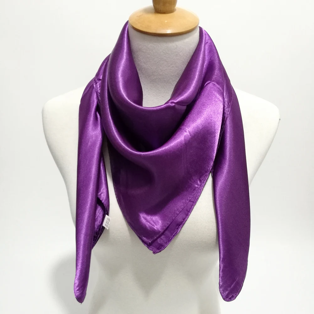 90 см квадратный шарф женский весенний Шелковый сенсорный платок женский белый черный цвет хиджаб шарф мода