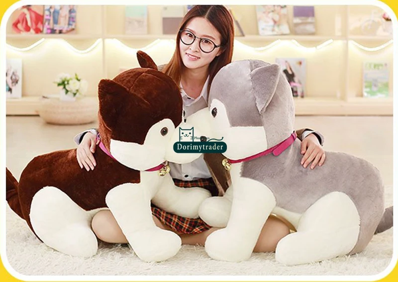Dorimytrader Relistic Animal  Tinkle Bell DogPlush Toy Cute Stuffed Soft Cartoon Husky Dog Doll Kids Play Dolls Children Gift 31inches 80cm DY61752 (17)
