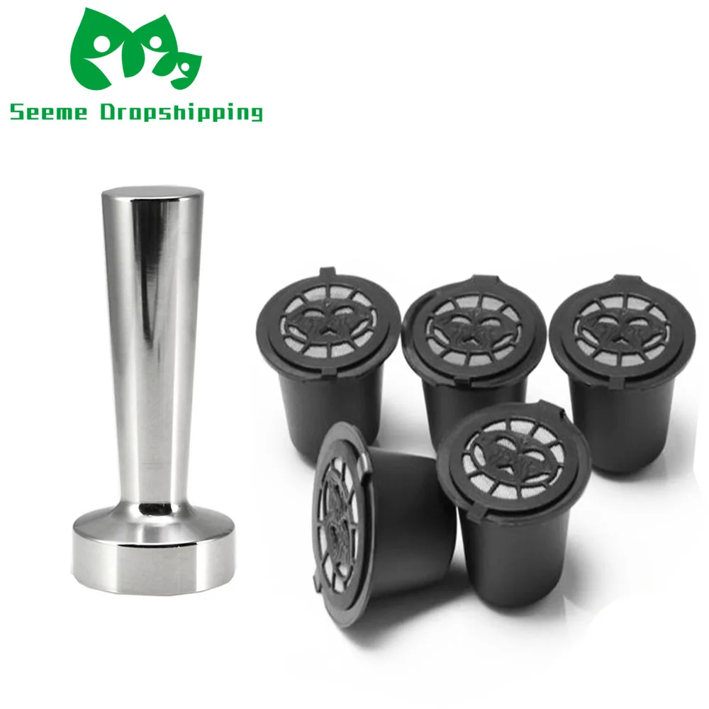 

Reusable Nespresso Coffee Capsules Cup Stainess Steel Coffee Tamper Refillable Coffee Capsule Refilling Filter Coffeeware Gift