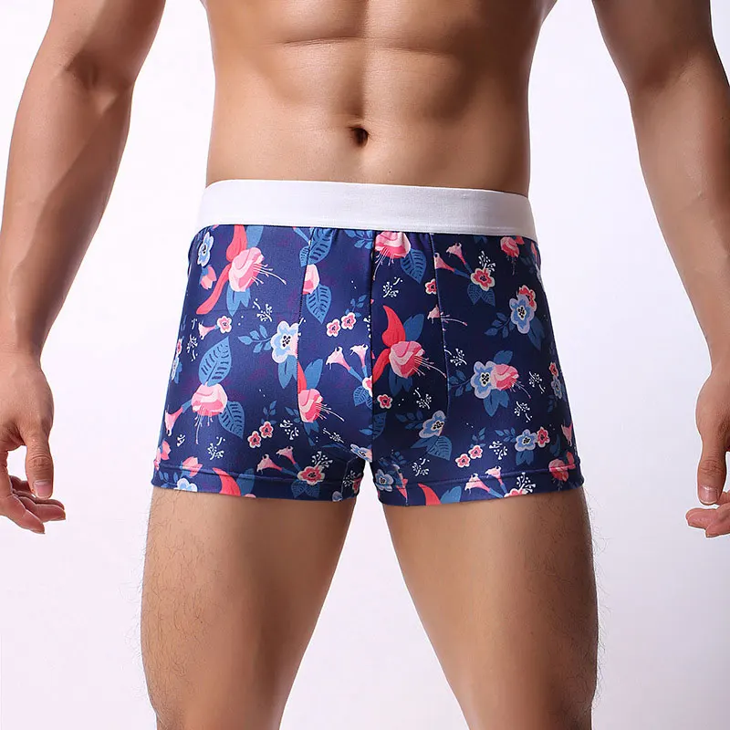 

Sexy Men Boxer Plus Size Fruit Print Smooth Solid Big U Convex Pouch Boxers Breathable Mens Underwear Gay Wear Low Rise G-string
