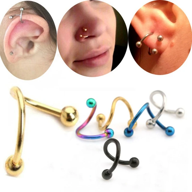 10 PCS Stainless Steel Ear Piercing Jewelry Twist Spiral Tragus Helix Cartilage Stud Earrings