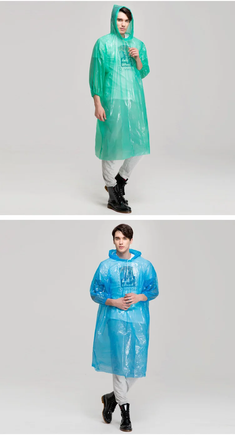 Оптовая продажа от производителей 20 шт./компл. смешанные Цвет женщина мужчина Одноразовые Плащ дождевик прозрачный Портативный дождь