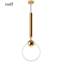 Постмодерн дизайн стекло люстра в форме кольца Освещение Роскошные декоративные светильники для Гостиная Кухня Бар золото подвесной