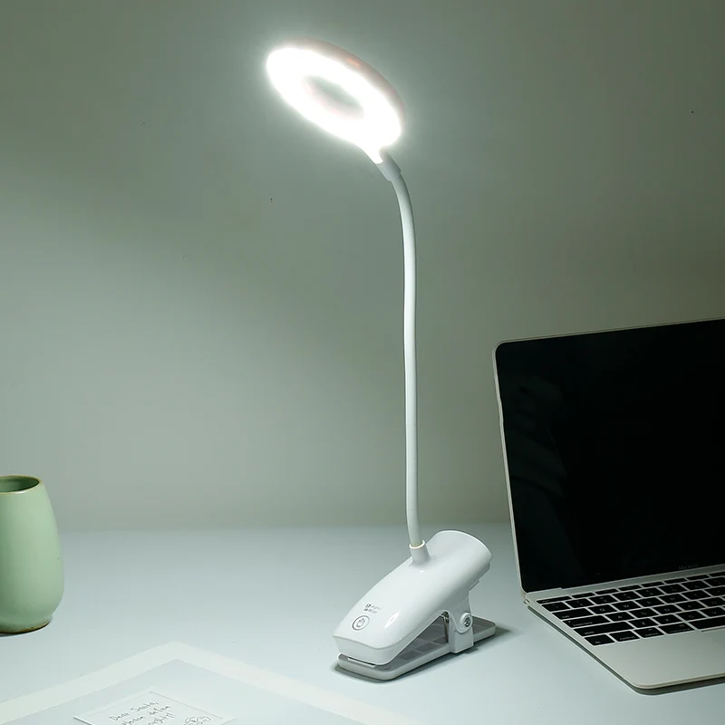 

18650 LED Touch On/off Switch 3 Modes Clip Desk Lamp 7000K Eye Protection Desk Light Dimmer Rechargeable USB Led Table Lamp