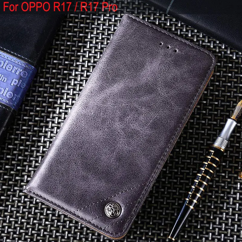 

For oppo r17 case Luxury Leather Flip cover with Stand Card Slot phone Cases For OPPO R17 Pro funda Without magnets coque hoesje