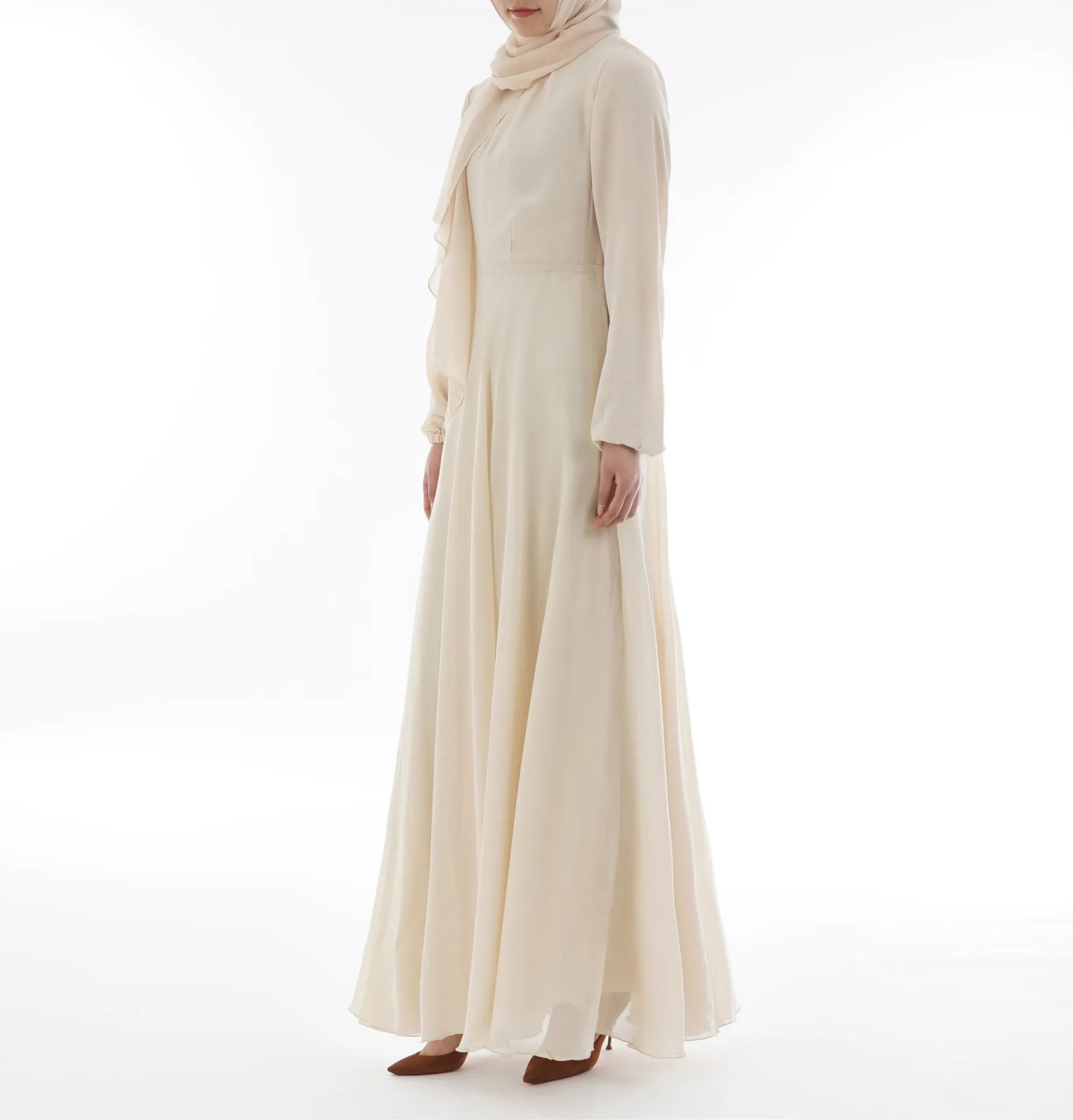 Высококачественное шифоновое мусульманское платье летнее платье с длинными рукавами мусульманское платье летнее платье