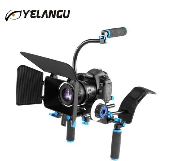 

YELANGU D100 DSLR Rig Camera Shoulder Stabilizer Movie Film Support Kit Follow Focus Matte Box For Canon Nikon Sony BMCC GH4