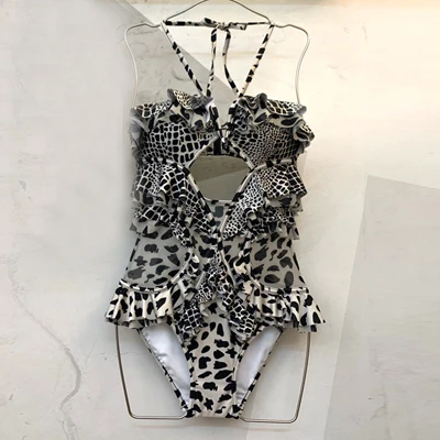 

2019 Fashion Halter One pieces Swimsuit Women Sexy Swimwear Female Hollow Black Bathing Suit Pad Swimming Suit Solid Bodysuit
