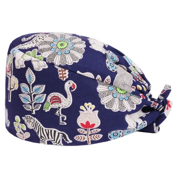 

Pixie Scrub Cap Printed Pattern Surgical Hat Women and Men 100% Cotton Printable Simplicity Nurse Work Hats Tieback Medical Caps