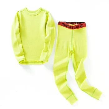 

100% Merino wool kids thermal thicker underwear set boys girls From 1.5 to 14 years old