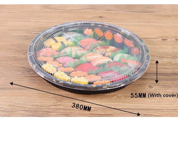 38 см Большой размер тарелка суши коробка лосось вынос коробка круглая сашими упаковочные коробки 25 шт