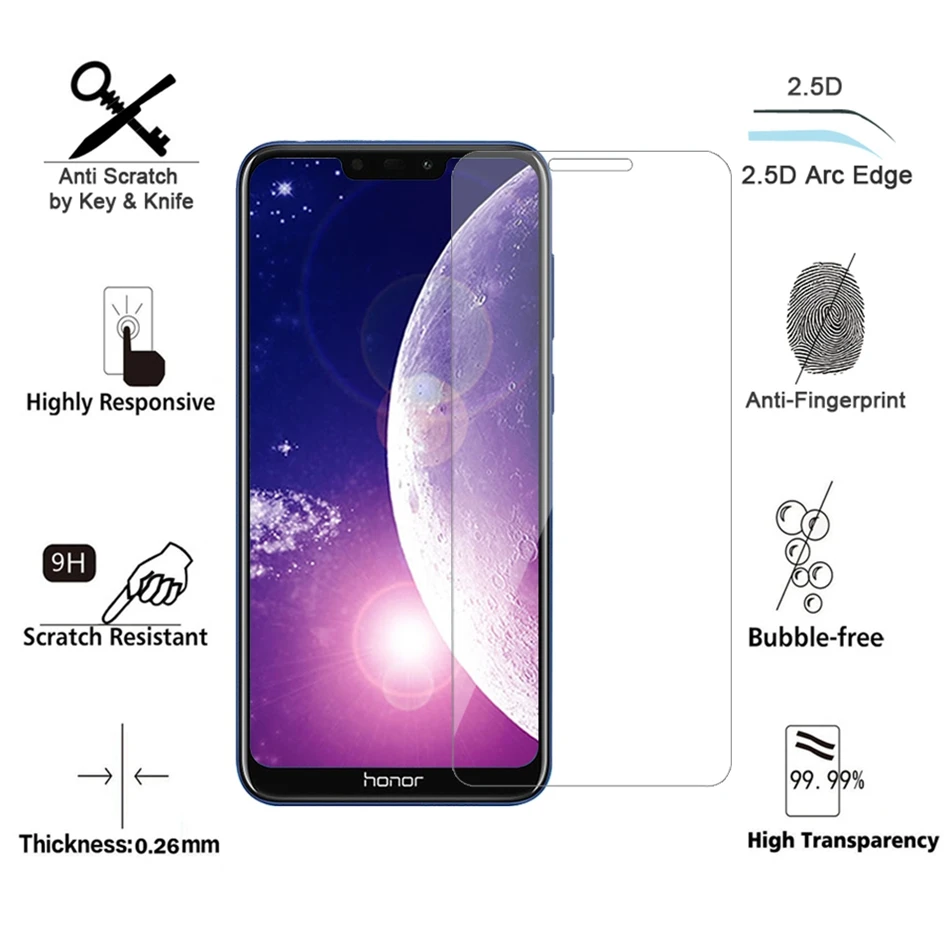 REAOOM 9H 2.5D Tempered Glass for Huawei Honor 8C Glass Display Flim Curved Edge Glass for Huawei Honor 8C Screen Protector Film (3)