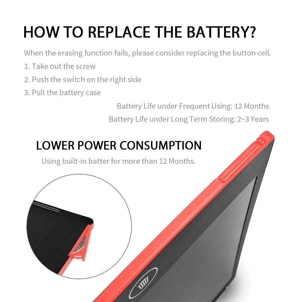 12 Portable Smart LCD Writing Tablet Electronic Notepad Drawing Graphics Board With Stylus Pen With Battery 4