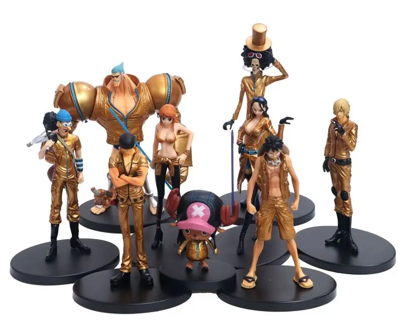 Аниме one piece pvc 9 шт./компл. экшн-фигурка Золотой Луффи сандзи Зоро франки нами Робин