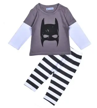 

3sets/lot baby girls suit kids children batman striped long sleeve ( t shirt + pants) set 0202 sylvia sis