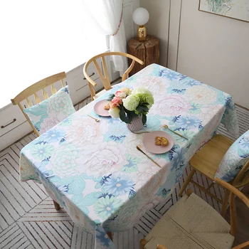 

2018 American Color Ins Large Flower Print Garden Style Round Tablecloth Rectangular Restaurant Covered Towel