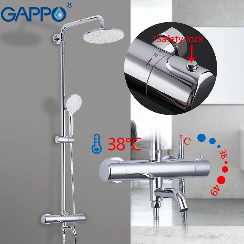 

GAPPO Shower System thermostatic Bathroom mixer tap shower bathtub rainfall shower sets waterfall bath tub Faucets