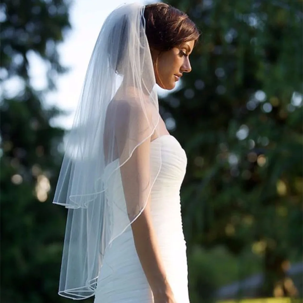 ZYLLGF Velos De Novia Cortos Две слои свадебная фата с гребнем 1 5 м короткая для невесты в