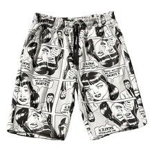 Плюс Размеры Мужская одежда Fertilier модные узор шорты штаны с принтом Для мужчин; эластичная талия Свободные по колено брюки, A162