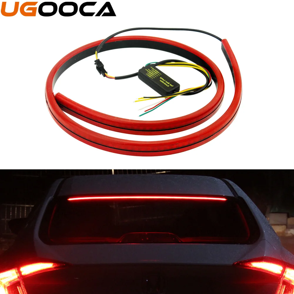 

12V 100cm Red Unverisal Car Third Brake Light Flexible LED High Additional Stop Light With Turn Signal Running Functions