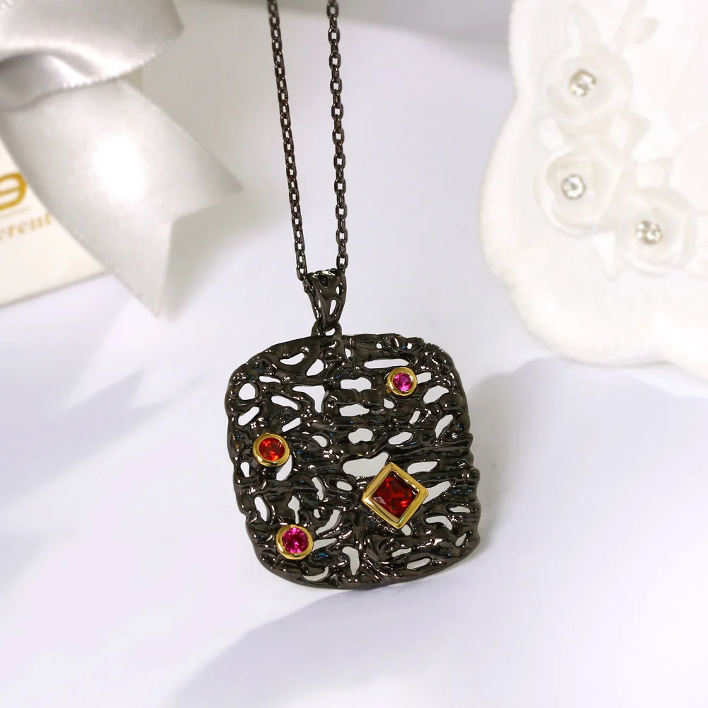 DreamCarnival1989 неоготическое длинное ожерелье для женщин черный золотой цвет большой