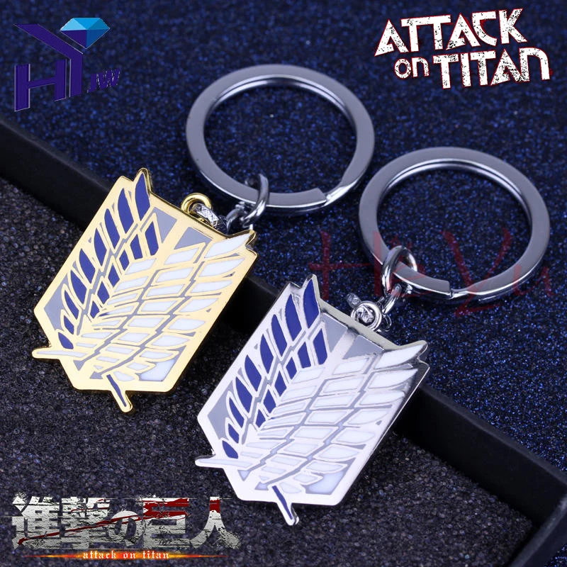 

Anime Attack On Titan Double Wings of Liberty Metal Figures Toys Gaes Keychain Pendant Shingeki No Kyojin Survey Corps Key Ring