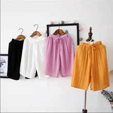 Летняя одежда штаны для девочек Однотонные детские штаны желтые, черные, белые, розовые брюки для маленьких девочек повседневные свободные штаны для девочек