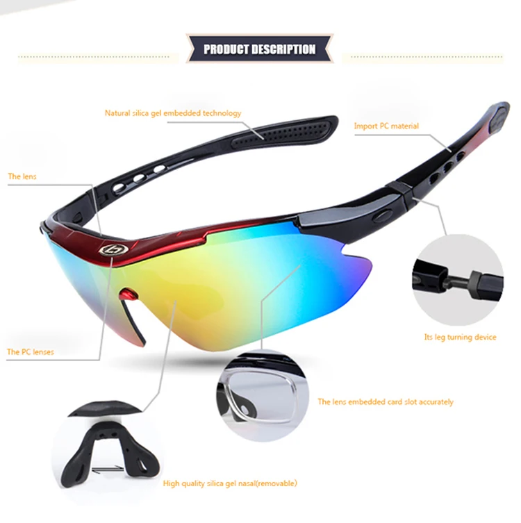 Cycling Glasses 5 Lens Windproof Anti-fog With Mypia Frame Sport MTB Bike Bicycle Polarized Cycling Glasses 5 lens (9)