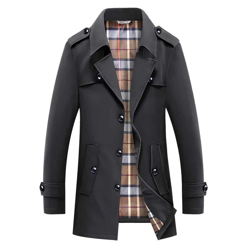 Mens Trench Coat 2019 Spring Autumn Trench Jackets Men's Blazer Designs Slim Business Casual Windbreaker Coat Male Clothes 7XL