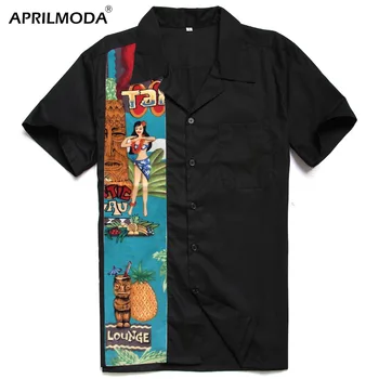 

Mens Cotton Black Cowboy Hip Hop Vintage Party Club Rockabilly Shirt Street Punk Rockabilly Clothes Blusa Camisas Lapel Shirts