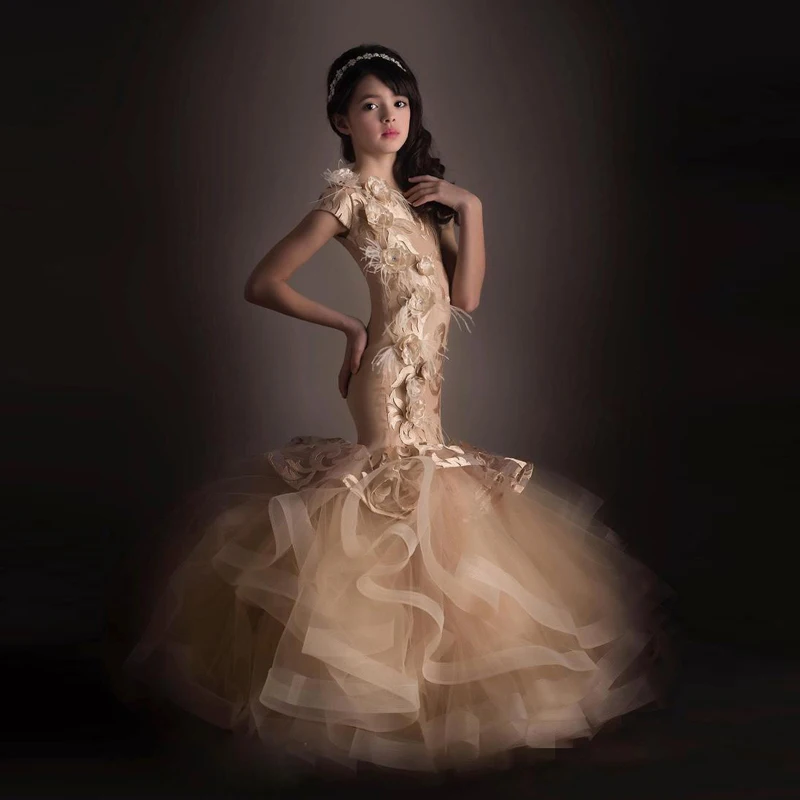 Custom Made Robe De Demoiselle Sirène Appliques Mignon