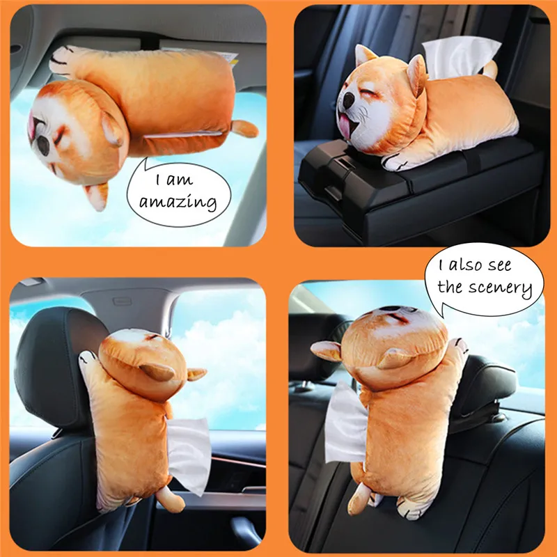 

Dropship Cute pet cartoon car armrest box tissue box car with tray Office supplies desk accessories organization office storage