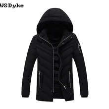 Осень Зима Новая повседневная с капюшоном Hombres De La Chaqueta De Cremallera Толстая полоса одноцветная Мужская Зимняя парка