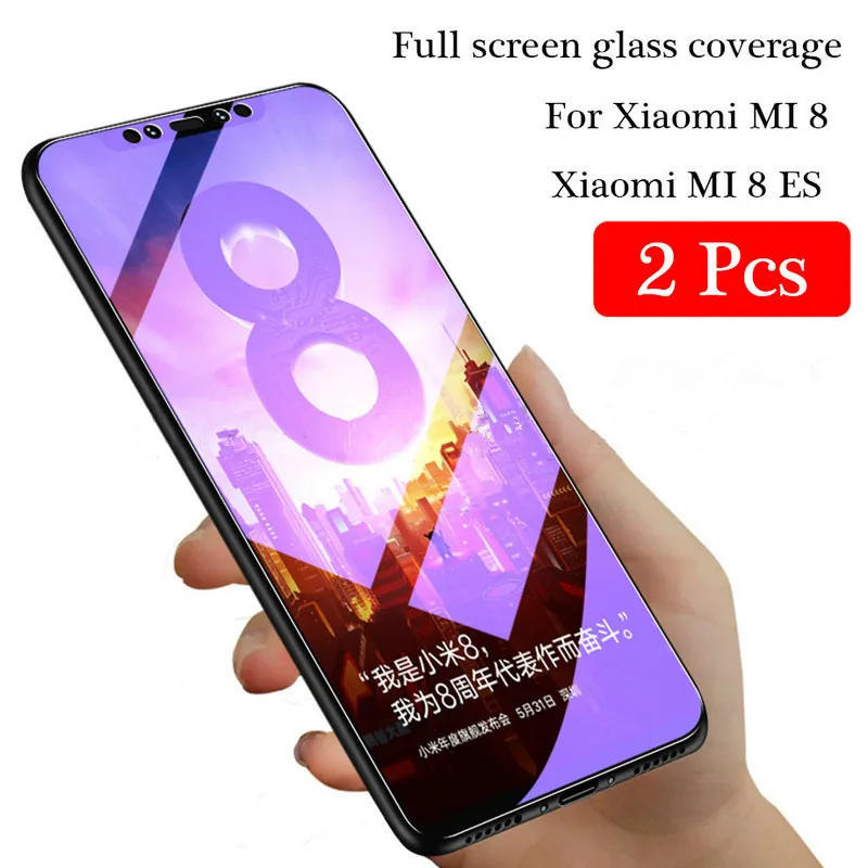 

2Pcs Full Cover Tempered Glass For Xiaomi Mi 8 Mi8 lite SE Explorer Screen Protector For Xiaomi Mi8 Mi8pro Protective Glass Film