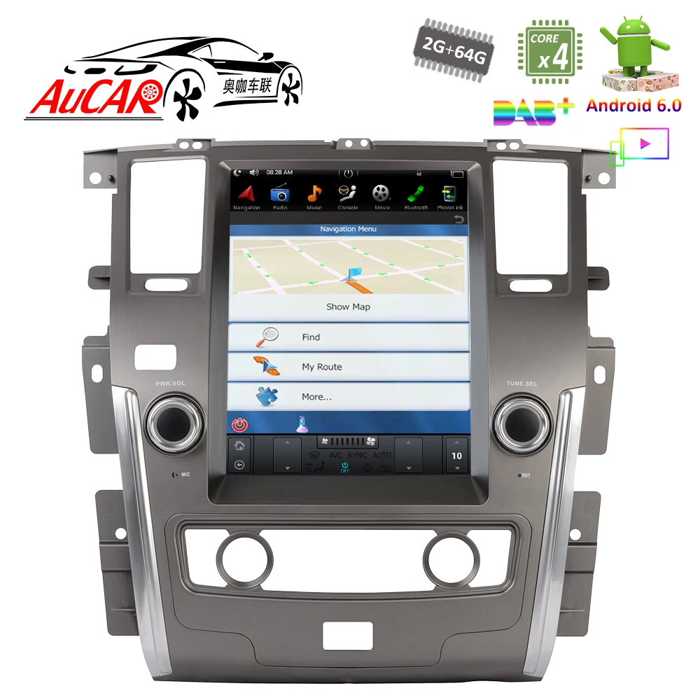 Excellent 12.1" Tesla Style for Nissan Patrol with Android car gps system Bluetooth Radio WIFI 4G Vertical Stereo car dvd player 5