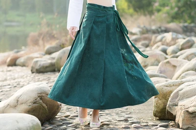 Mori Girls, весна и осень, китайский стиль, ретро Рисунок, куртка Hanfu, Женский Короткий плащ, старина, народная, на заказ, винтажная шаль - Цвет: green skirt