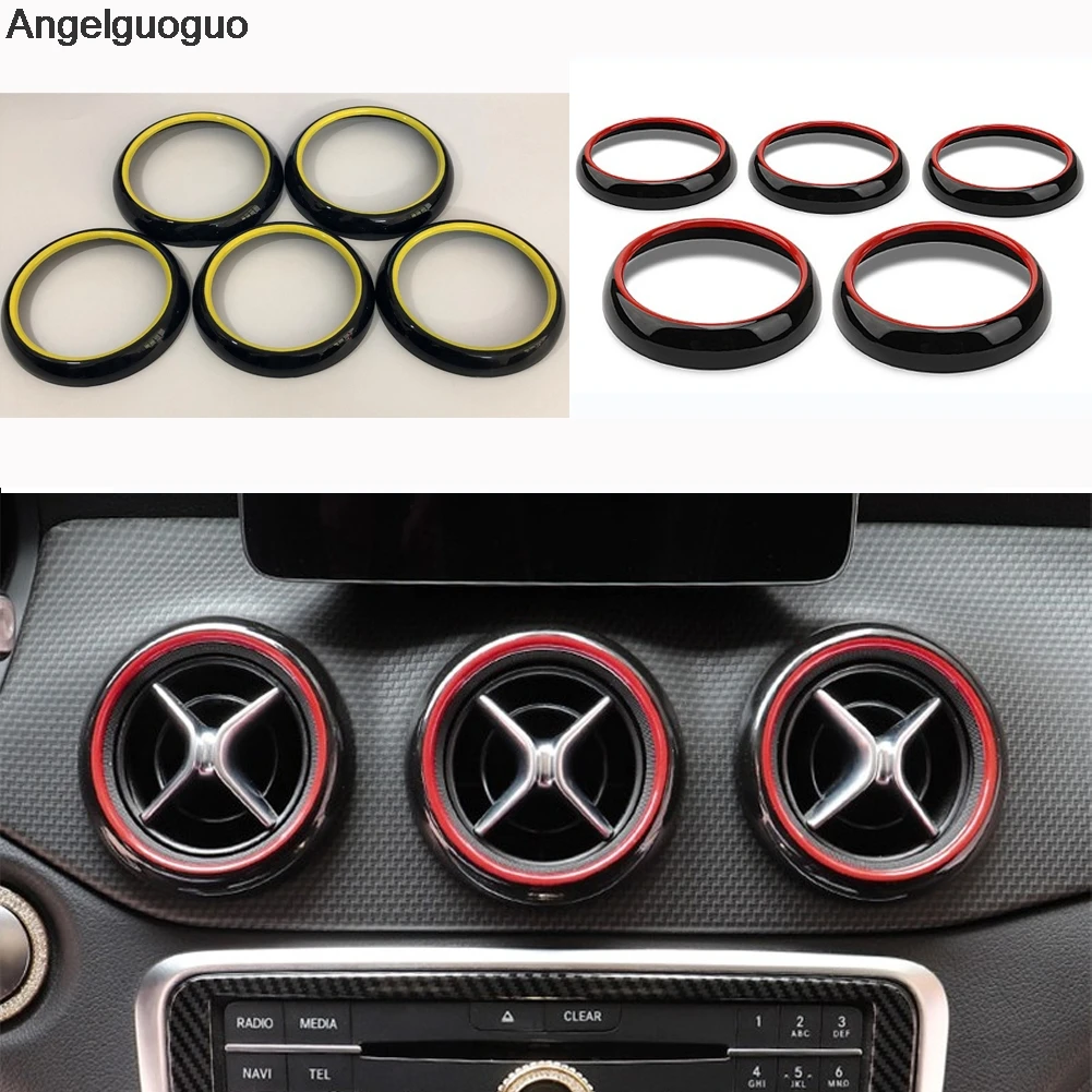 Double color Car Air Condition Air Vent Outlet Ring Cover Trim Decoration for Mercedes Benz A W176 GLA X156 CLA C117 class